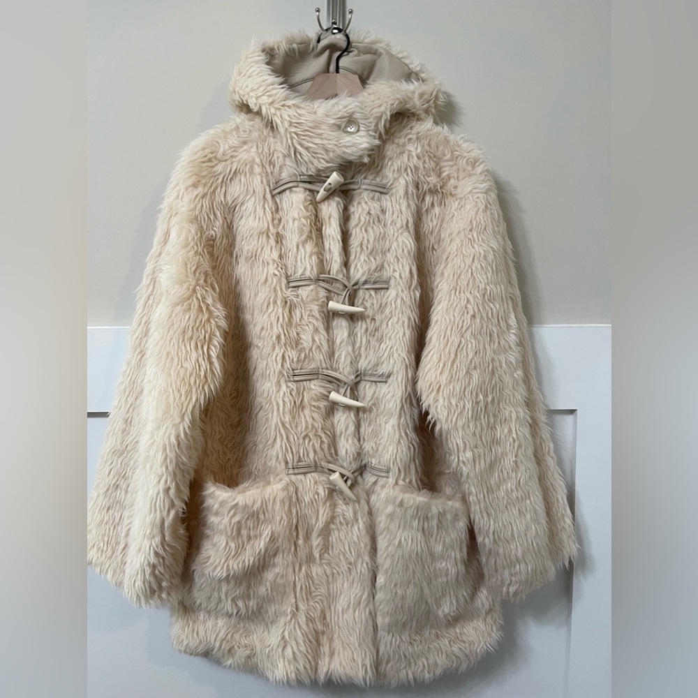 A.L.C. Winston Faux Fur Wool-Blend Shearing Hooded Toggle Coat Size XL - Picture 5 of 14